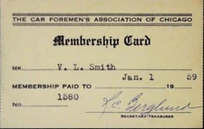 Car Foremen Association of Chicago Membership Card Railroad Train 1959 Dues Paid