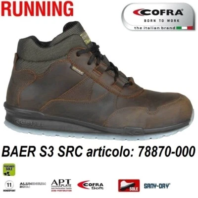 Scarpe antinfortunistiche Cofra BAER S3 SRC nubuck Pull-up idrorepellente