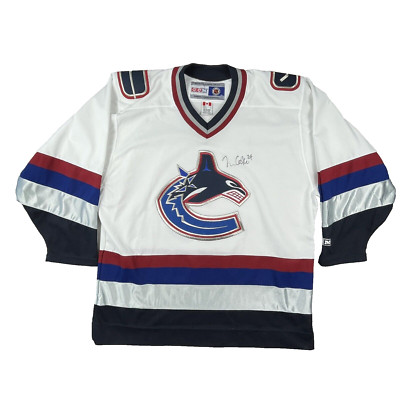 CCM Mens Hockey Jersey L White Blue Red Vancouver Canucks Matt