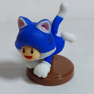 Super Mario Bros 2'' Blue Neko Cat Toad Choco Egg Mini Figure Gashapon Furuta