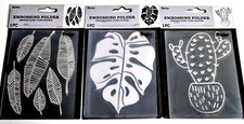 3 NEW Darice EMBOSSING FOLDERS Feathers/Leaves Leaf  Cactus PAPER CRAFTS Cards