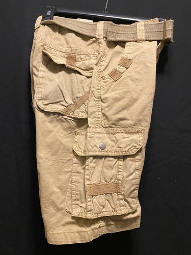 NWT Rustic Blue Belted Cargo Shorts Boys Khaki Tan Beige Size 12 100% Cotton - Picture 2 of 8