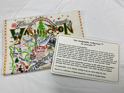 Map of Washington Tea Towel with case &  card Wall Hanging 21 1/2'' X 34 1/2''