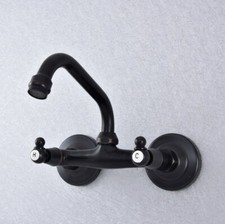 Black Oil Rubbed Brass Kitchen Faucet Bathroom Sink Mixer Tap Wall Mount ssf734