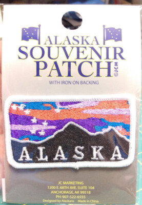 New Alaska iron on embroidered Souvenir patch Sunset w/ Big Dipper over Mountain
