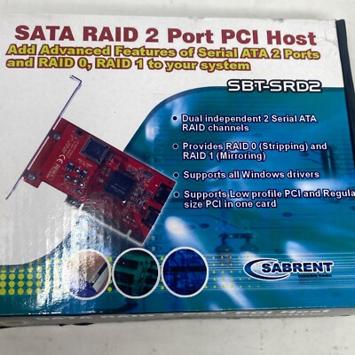 New Sabrent Sata Raid 2 Port PCI Host SBT-SRD2