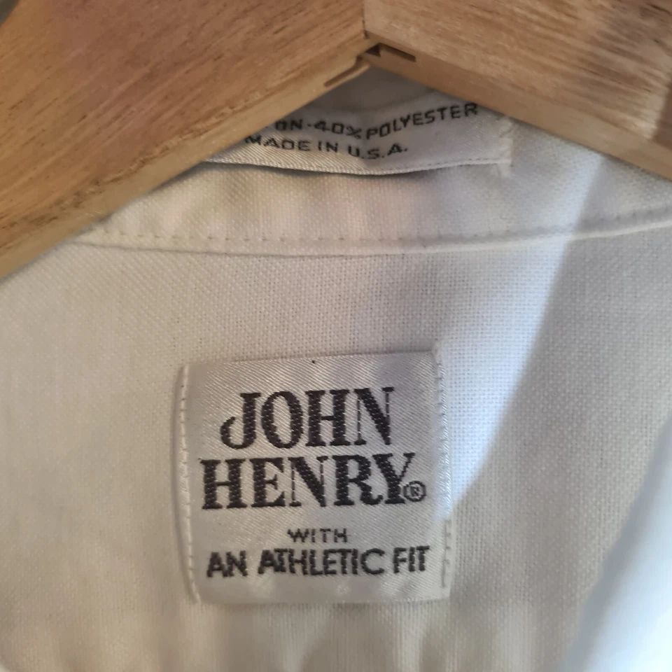 男式长袖衬衫尺寸 15 1/2 32-33 颜色白色 John Henry — 第 4/4 张图片