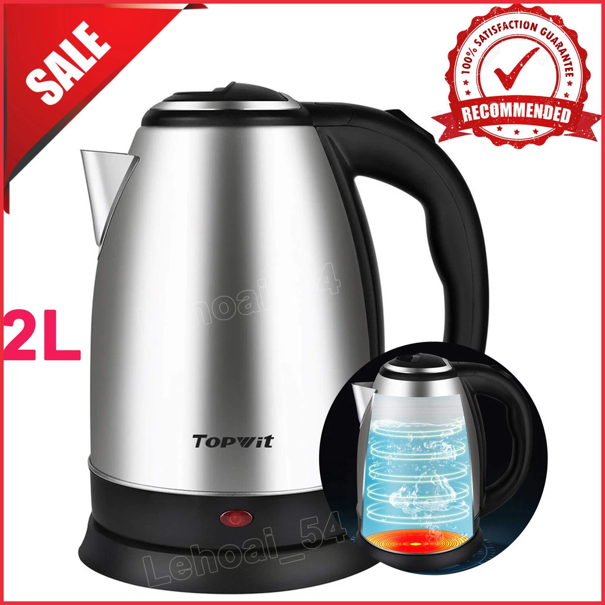 Electric Tea Kettle Hot Water Stainless Steel Cordless Pot Fast Boiler  Kitchen2L