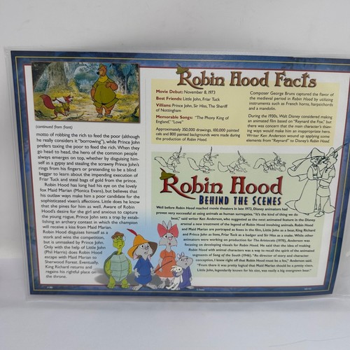 Tarjeta parche coleccionable de recuerdos de Disney de Willabee & Ward Robin Hood 1973 - Imagen 4 de 4