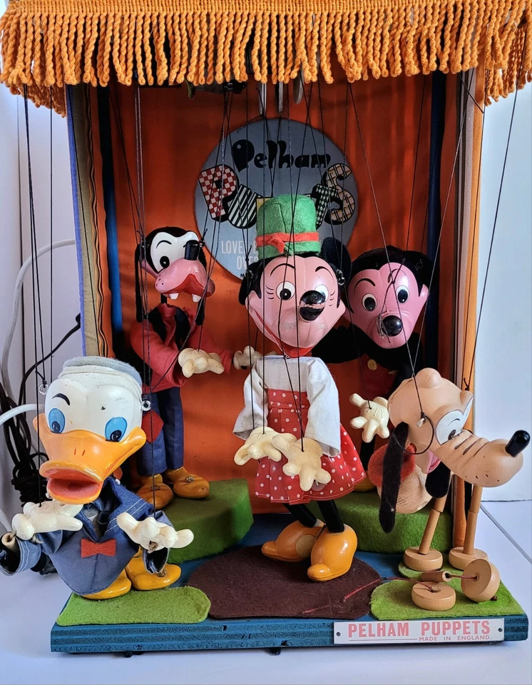 Pelham Puppets Wonky Disney Mickey Donald Marioneta Animado Marioneta Show RARO Foto 3 de 4