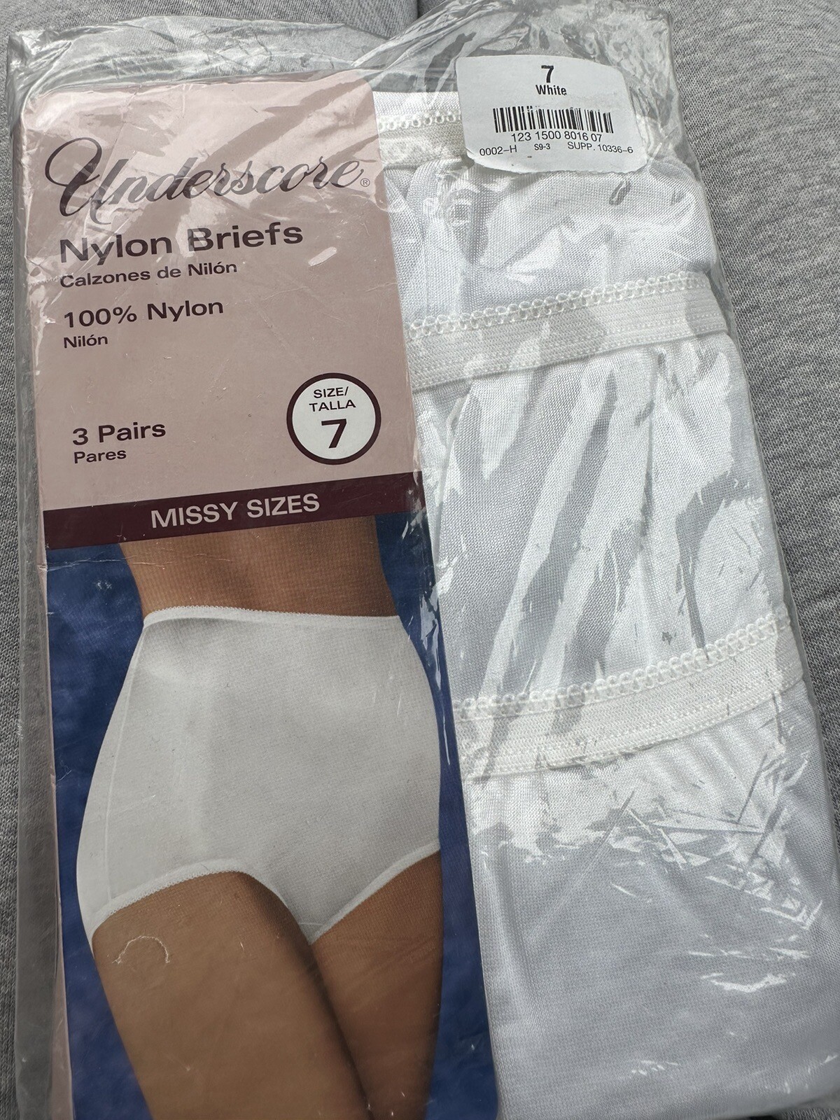 New Women’s JC Penney Underscore 100 Nylon Briefs 3 Pair Vintage White