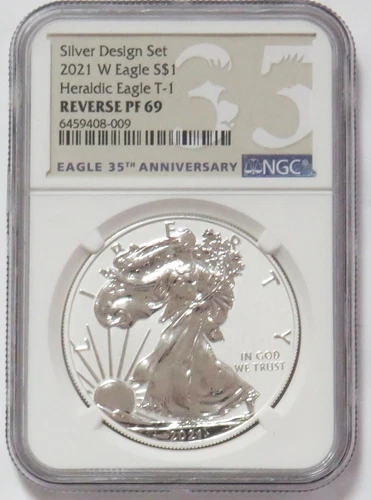 2021 W TY-1 DESIGN $1 AMERICAN SILVER EAGLE 1 oz COIN NGC REVERSE PF 69