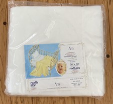 Vintage North Star Ann Chatham Acrylic Large Crib Baby Blanket Nylon Edges White