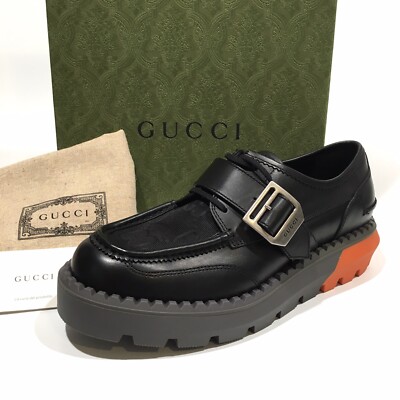 Gucci Black and Orange Slip on Leather Loafer s-l400.jpg main image 3
