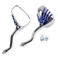 Paar Motorradspiegel Lenker Motorrad M10 + M8 Adapter Blau Custom