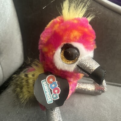 Zuru CoCo Cones FLISS NEON PLUSH Pink FLAMINGO Glitter Legs Stuffed Bird Toy 9 