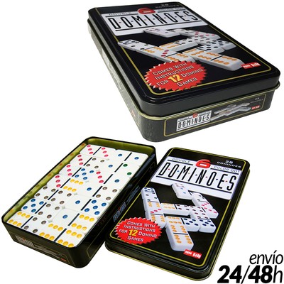 Juego de Domino 28 fichas de colores 91 piezas Caja de Metal dominoes doble 6 