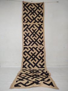 Vintage Kuba long Raffia Textile Traditional African Tribal woven Congo it1221