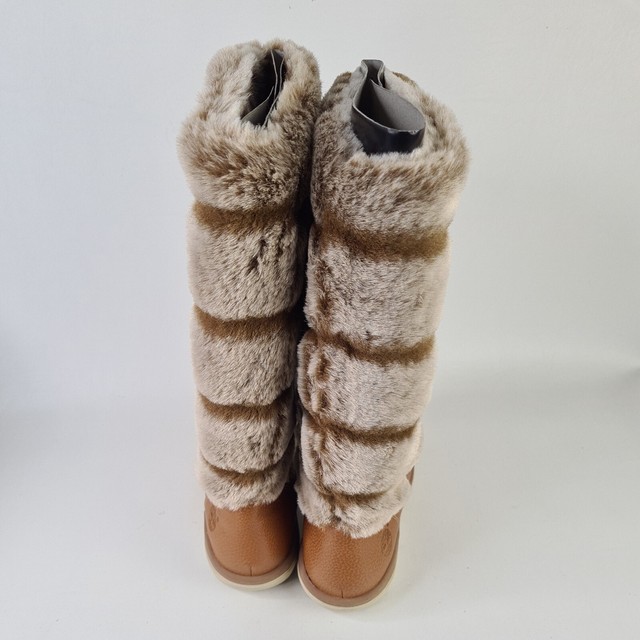 Timberland Kickadila 84379 Women 14" Boots Brown Leather Faux Fur