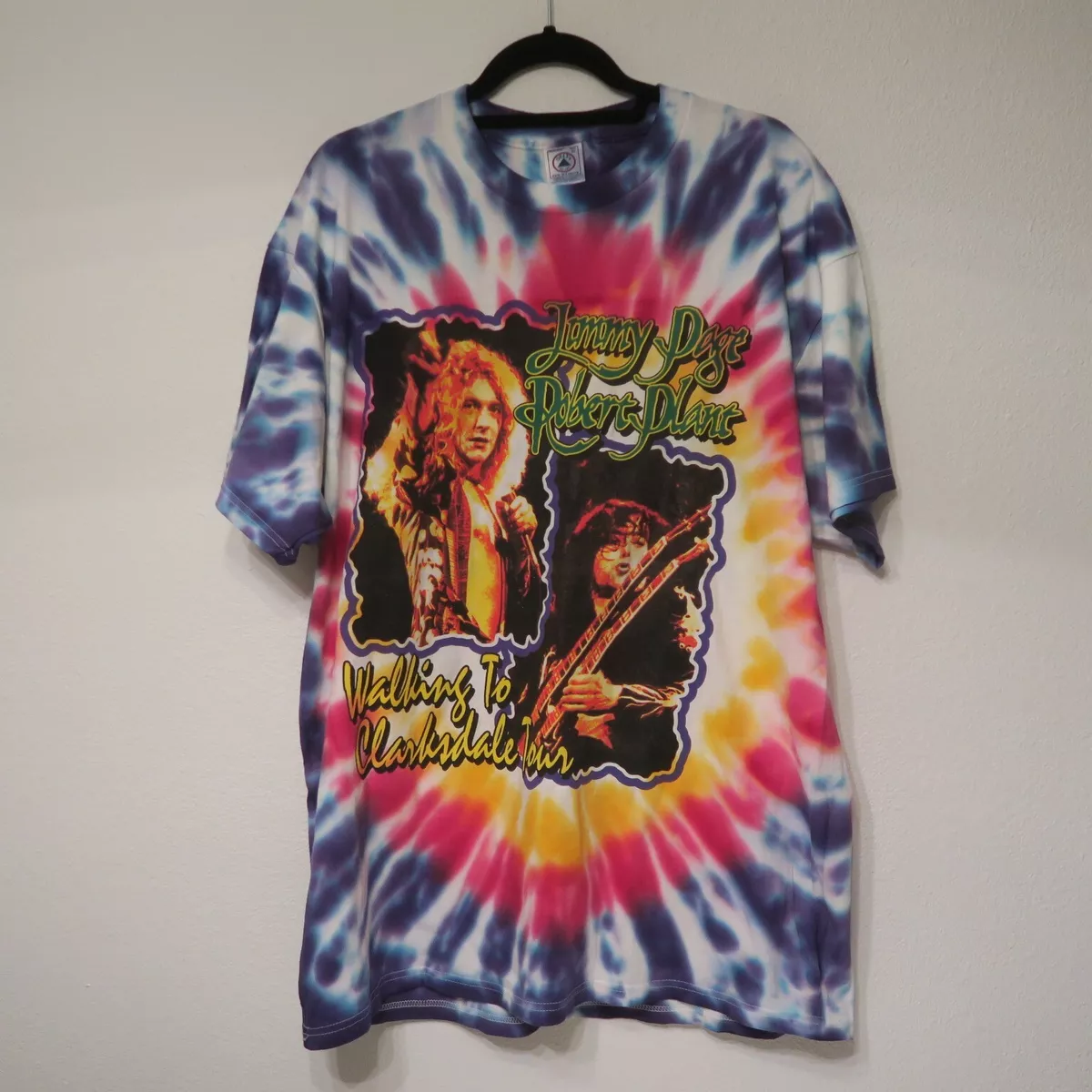 Vintage Jimmy Page Robert Plant Led Zeppelin Walking Clarksdale Tour T-Shirt XL