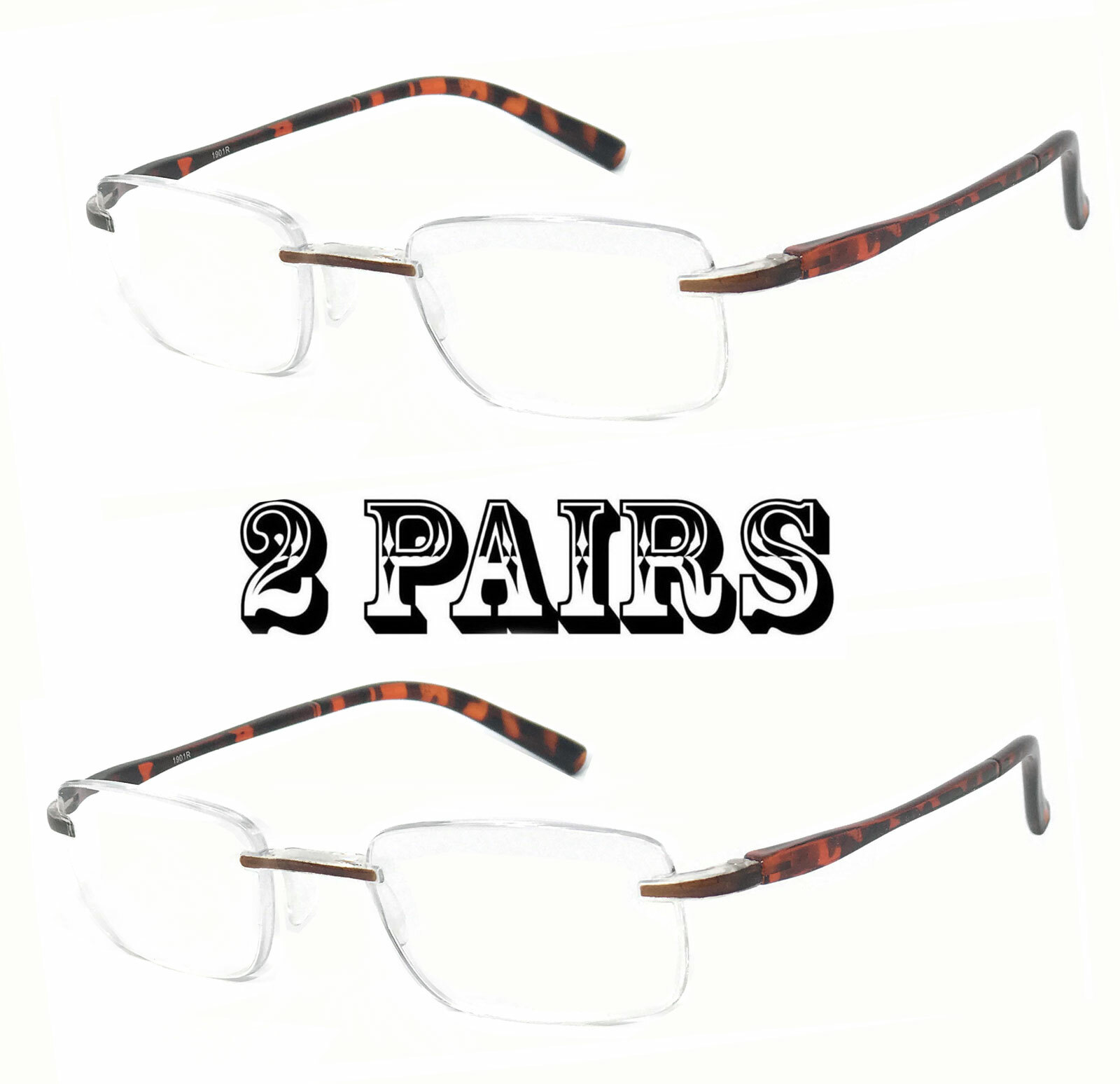 1 or 2 Pair Mens Fashion Rimless Square Full Lens Reading Glasses eBay