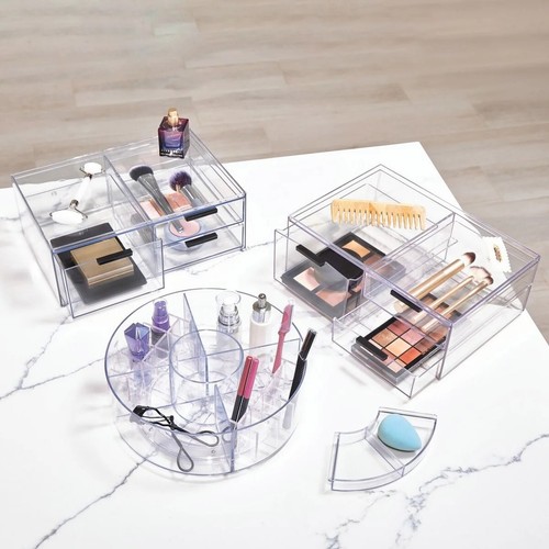 iDESIGN 3-teiliges kosmetisches Organizer-Set, DI07181CO transparente Behälter, stapelbar