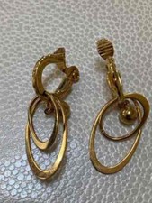 Vintage pair 1980's/90's Monet Gold plated Clip on Earrings - Costume Jewelry