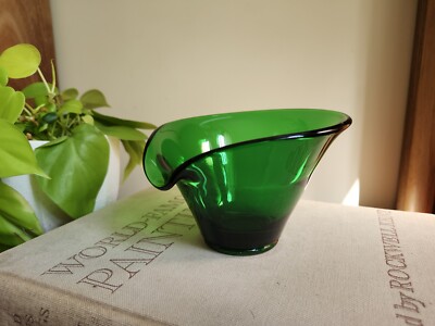Vintage Viking Epic Evergreen Lipped Bon Bon Dish MCM Glass EUC