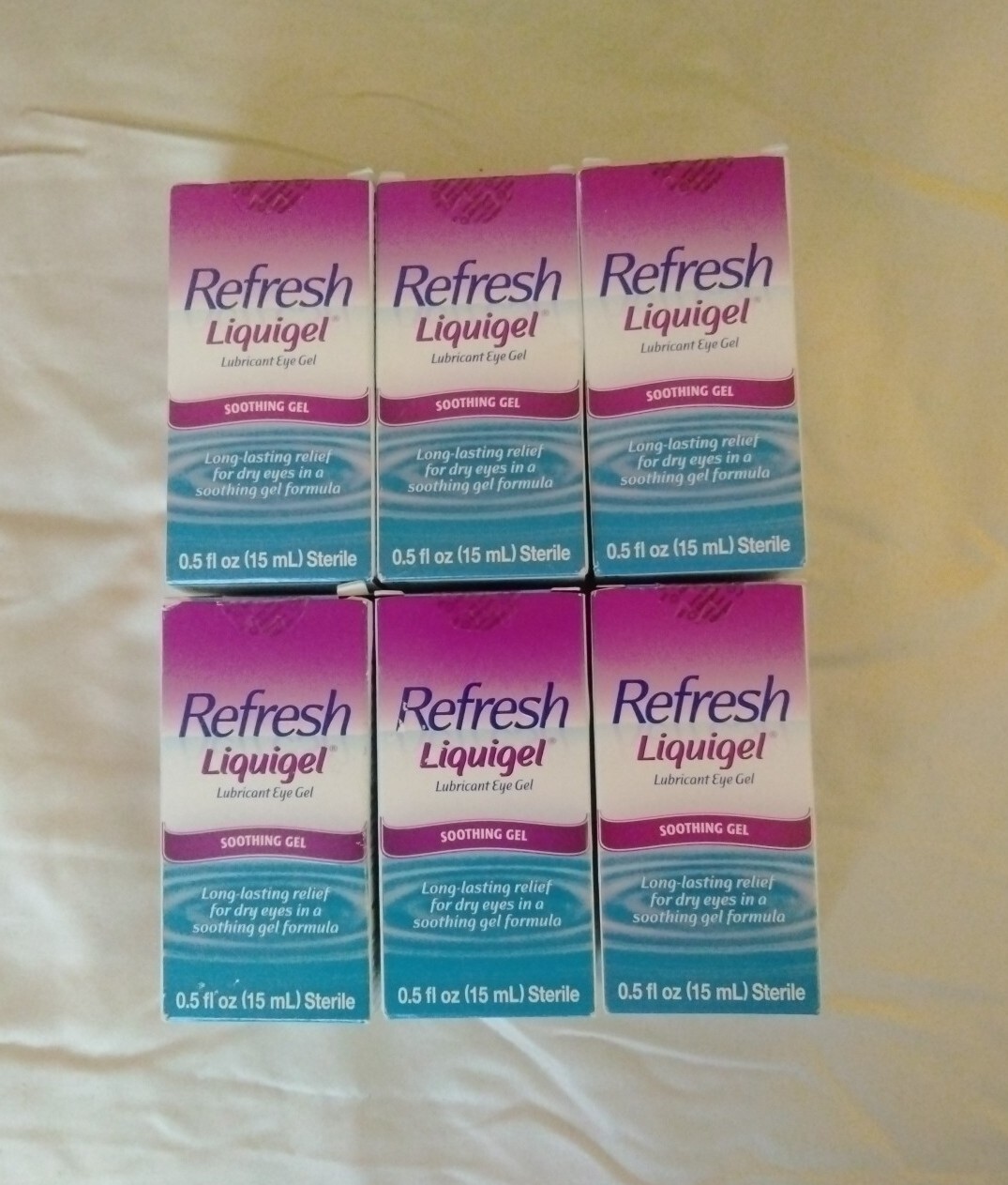 6 Box Lot Refresh Liquigel Lubricant Eye Gel 0.5 oz, (15mL) Each, Exp