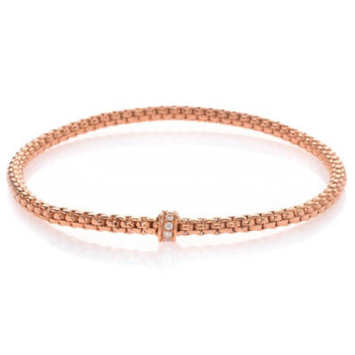 Hulchi Belluni Bracelet Stretchy Single Pave Diamond Barrel Bead