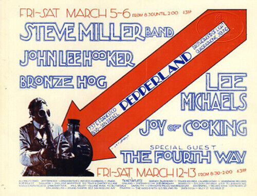 STEVE MILLER JOHN LEE HOOKER 1971 PEPPERLAND HANDBILL - Picture 1 of 1