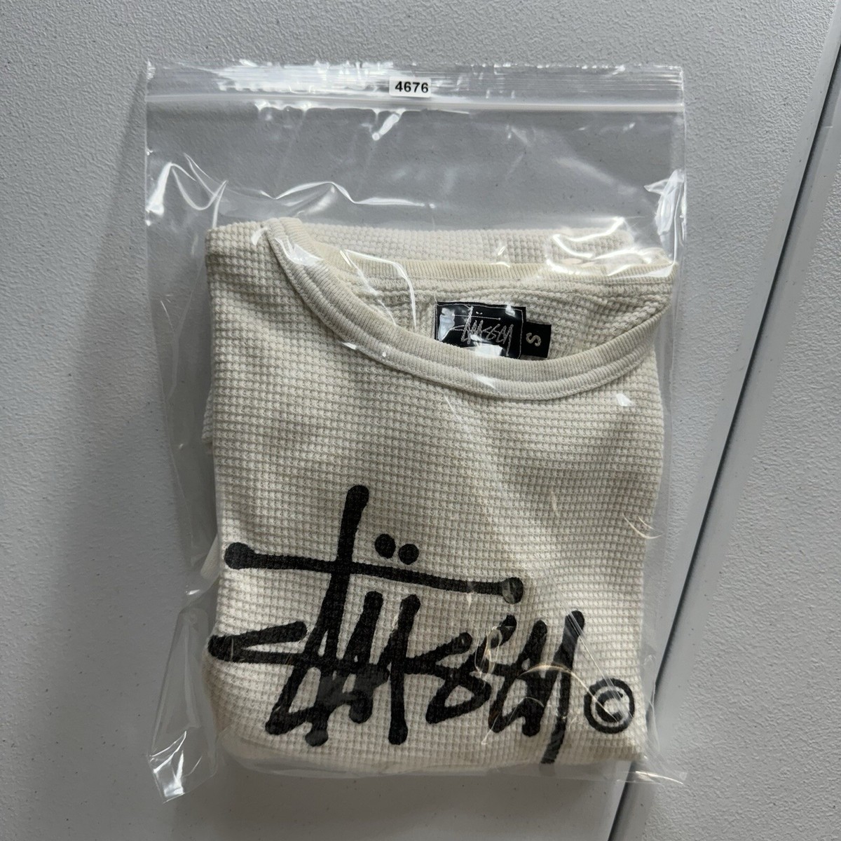 Vintage Stussy Thermal Long Sleeve T-Shirt Men's Small White