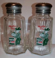 A Nice Set of Mountain Dew Hillbilly Guy Salt & Pepper Shakers 3¾" Tall