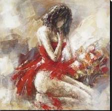 LMOP0105L 100% handmade painted Abstract Girl Flowers art oil painting on canvas