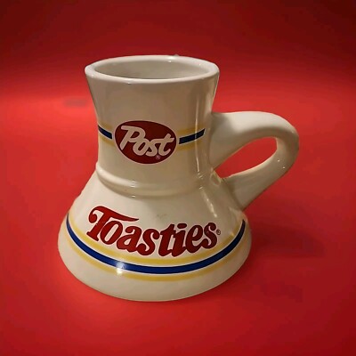 VINTAGE 1980 Promotional Post TOASTIES Cereal Wide-Bottom Ceramic No-Spill MUG
