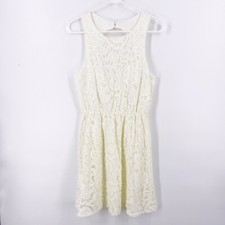 Everly Open-Back Mini Lace Ivory Cream A-Line Dress DR2137 Women's  MED