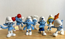 7 Smurfs Lot Set McDonalds Peyo Hefty Clumsy Smurfette Brainy Chef Gutsy Panicky