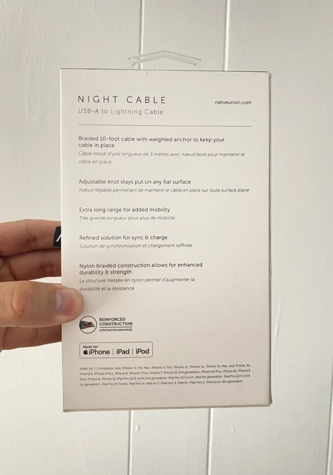 Native Union Night Cable USB-A Cable 10ft Rose Pink for iPhone iPad Reinforced - Image 3 of 4