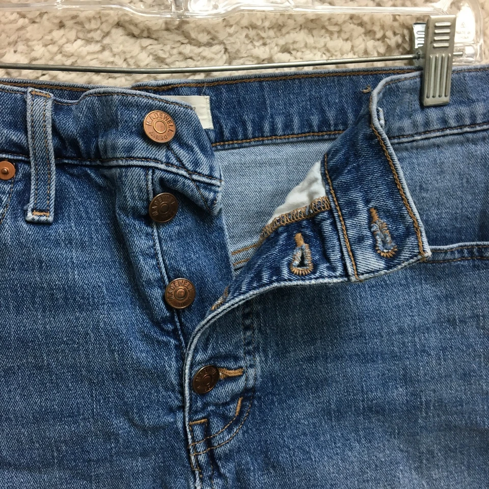 Pantalones Cortos Madewell 29 (Se Ajusta a 31) Mujer Azul Tiro Alto Denim Corte Jeans Botón Mosca Foto 2 de 4