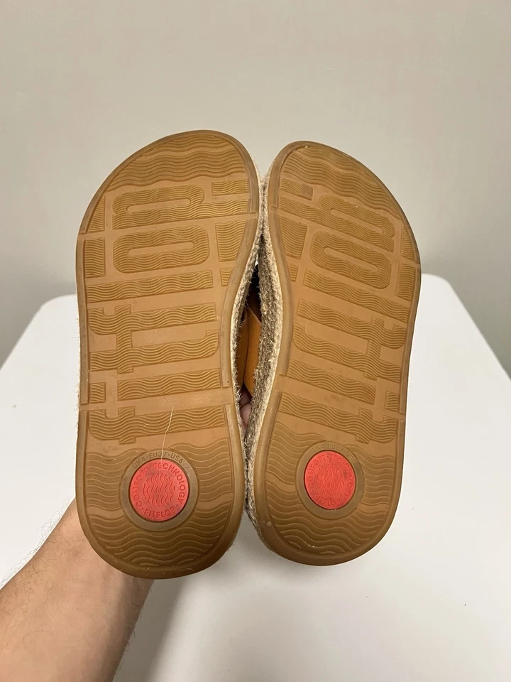 Fitflop F-MODE Espadrille Leather Flatform Toe-Post Sandals Deep Tan EU 37 US 6 - Image 4 of 4