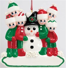 Making Snowman Family Personalized Christmas Ornament Family of 6