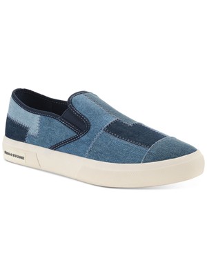 SUN STONE Mens Blue Patchwork Sierra Round Toe Platform Slip On Sneakers 11 M