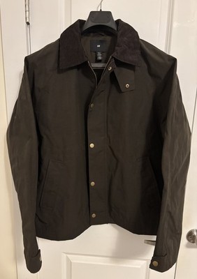 H&M Dark Green Workwear Transport Jacket Corduroy Collar Size XL br gap barbour