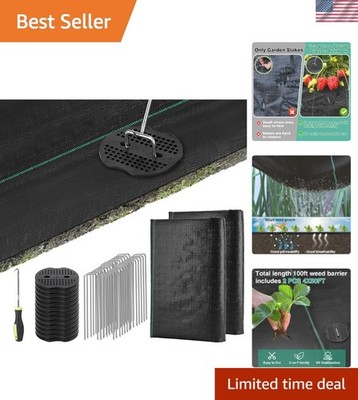 Versatile 4x100ft Garden Weed Control Fabric with Stakes & Pick Hook Kit