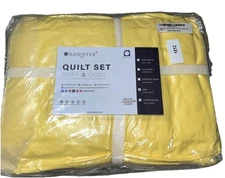 Kasentex Yellow King Sized Quilt Set W/2 Pillow Shams NEW