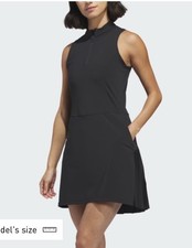 adidas Women's Black Fit  Flare Slip Golf Dress M Pockets Zip KF6040