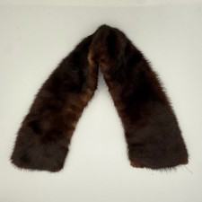 Vintage Real Mink Fur Collar Mahogany Brown Satin Lined Coat Wrap Stole Trim