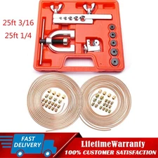 Brake Line Repair Kit 25ft 3/16 25ft 1/4 Copper Pipe Flaring Tool With 40 Nuts