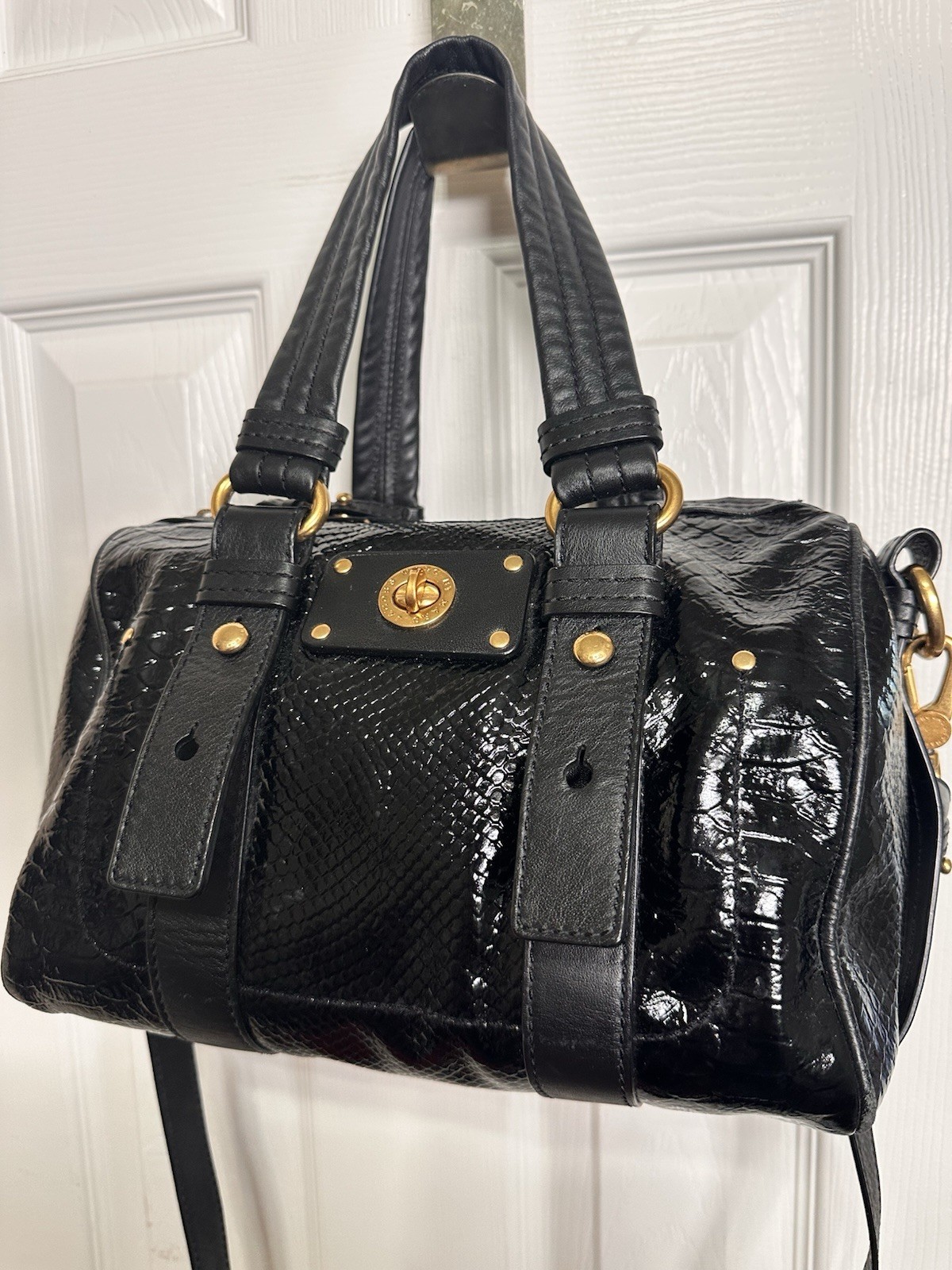 Marc by Marc Jacobs Turnlock Black Python Snake E… - image 1