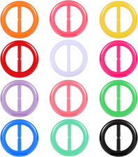 12PCS Silk Scarf Ring Clip T-Shirt Tie Clips for Women Fashion Resin Ring